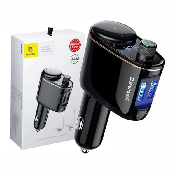 Baseus, S-06, Car Bluetooth FM Transmitter & Charger, Dual USB, Handsfree Calls, Cigarrette Socket, SD Card