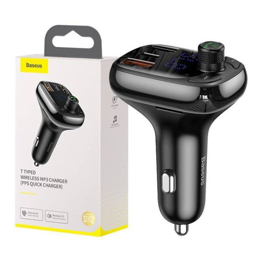 Baseus S-13 Car Bluetooth FM Transmitter & PPS Fast Charger – Dual USB, Type-C, Hands-Free Calling, SD Card Support, QC4.0