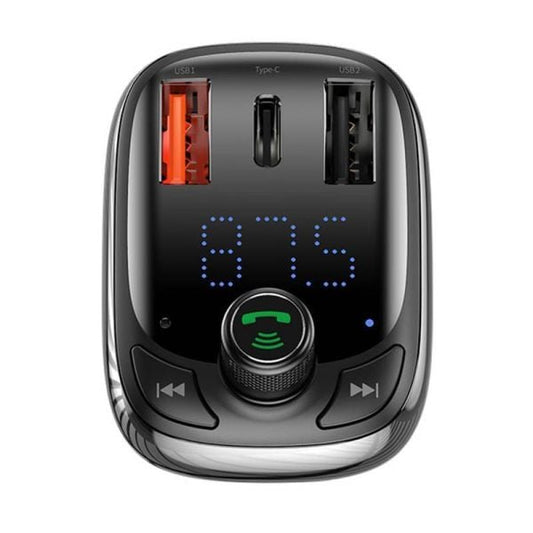 Baseus S-13 Car Bluetooth FM Transmitter & PPS Fast Charger – Dual USB, Type-C, Hands-Free Calling, SD Card Support, QC4.0