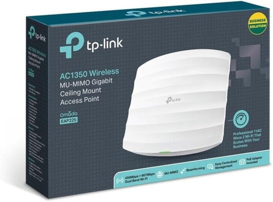 TP-Link EAP225 V3 | AC1350 Gigabit WiFi Access Point with Mesh, MU-MIMO, PoE, and Omada Cloud Support