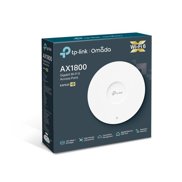 TP-Link EAP620 HD | AX1800 WiFi 6 Gigabit Access Point with PoE+, Mesh & Omada Cloud Support