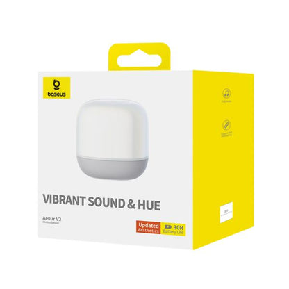 Baseus AeQur V2 TWS Bluetooth Speaker – 30H Playtime, 3 EQ Modes, Deep Bass – Moon White