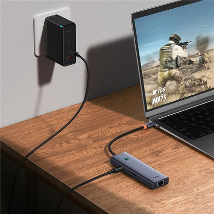 Baseus, Ultrajoy Series, 7-Port Type-C Hub, 2 x USB 3.0, 1 x Type-C, 1 x PD 100W Fast Charging, 1 x RJ45 Ethernet Port, 1 x TF / SD Card Reader, 1 x HDMI 4K@60Hz
