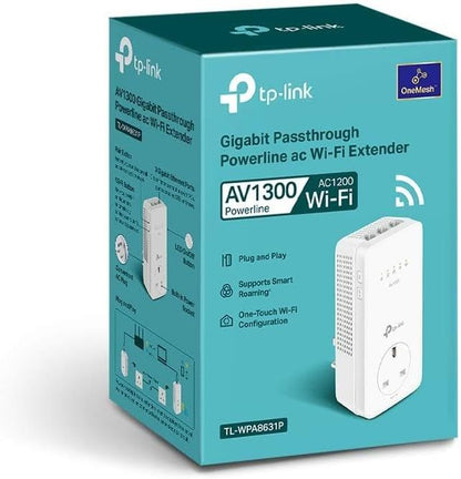 TP-Link AV1300 Powerline Wi-Fi Extender with 3 Gigabit Ports & Passthrough