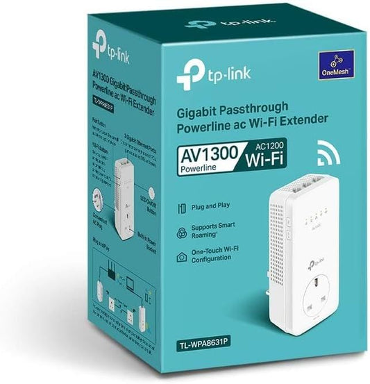TP-Link AV1300 Powerline Wi-Fi Extender with 3 Gigabit Ports & Passthrough
