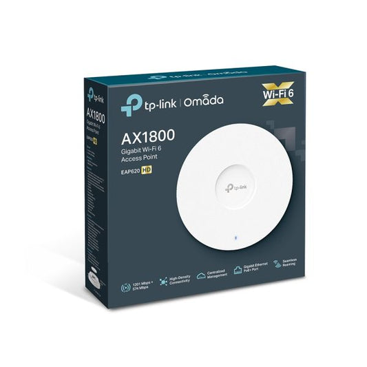 TP-Link EAP620 HD | AX1800 WiFi 6 Gigabit Access Point with PoE+, Mesh & Omada Cloud Support