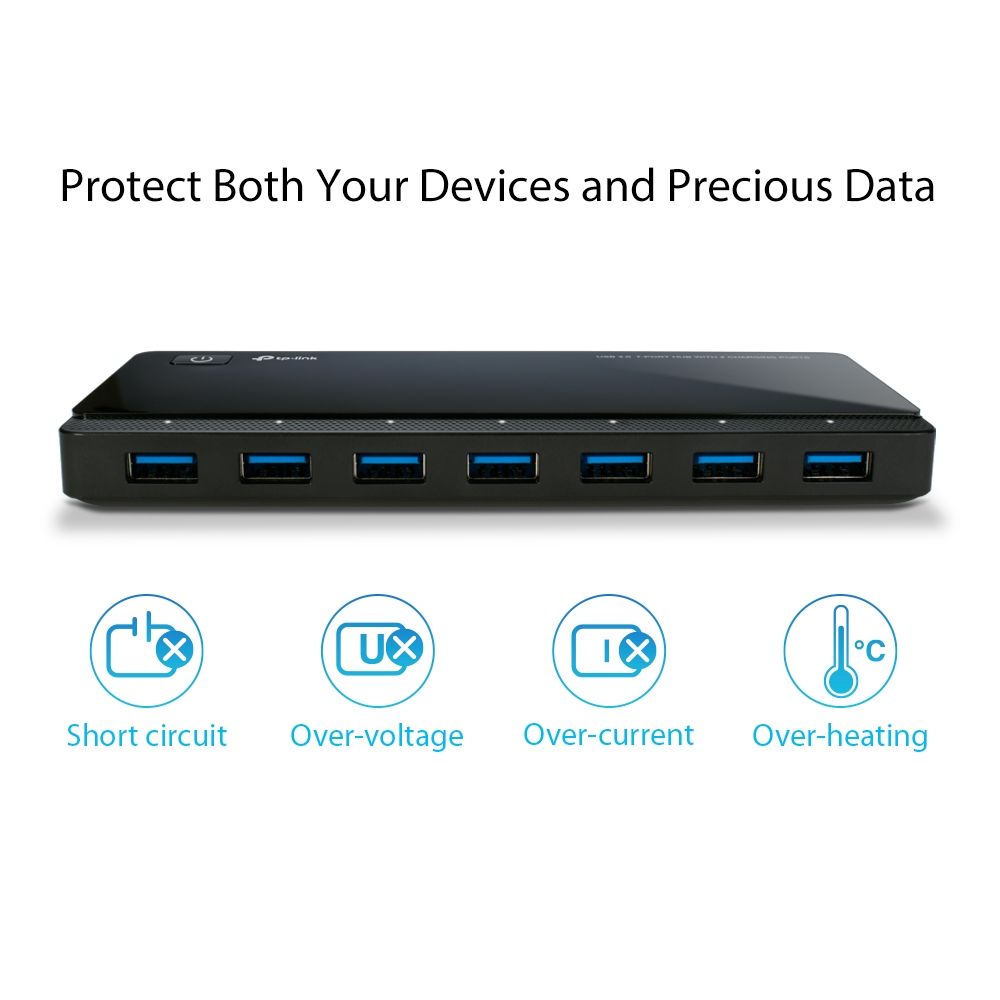 TP-Link, UH720, USB 3.0, 7-Port Hub with 2 x 5V/2.4A Smart Charging Ports