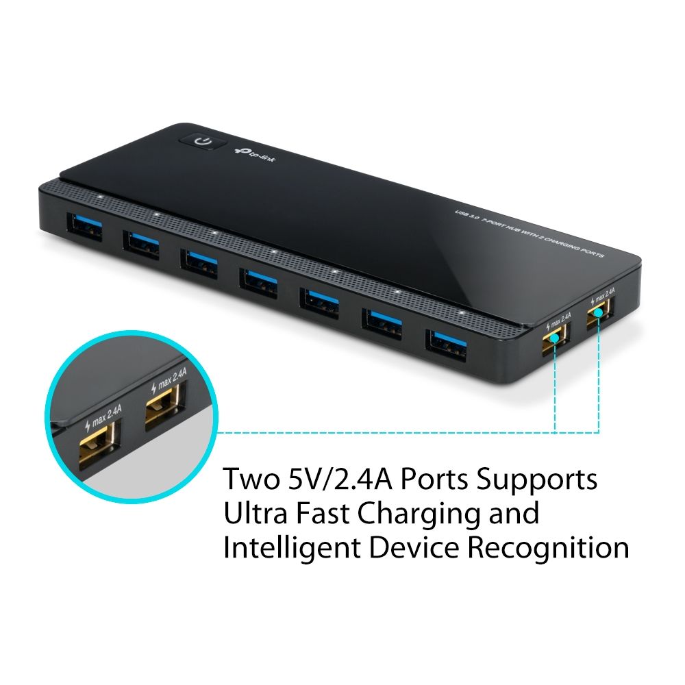 TP-Link, UH720, USB 3.0, 7-Port Hub with 2 x 5V/2.4A Smart Charging Ports
