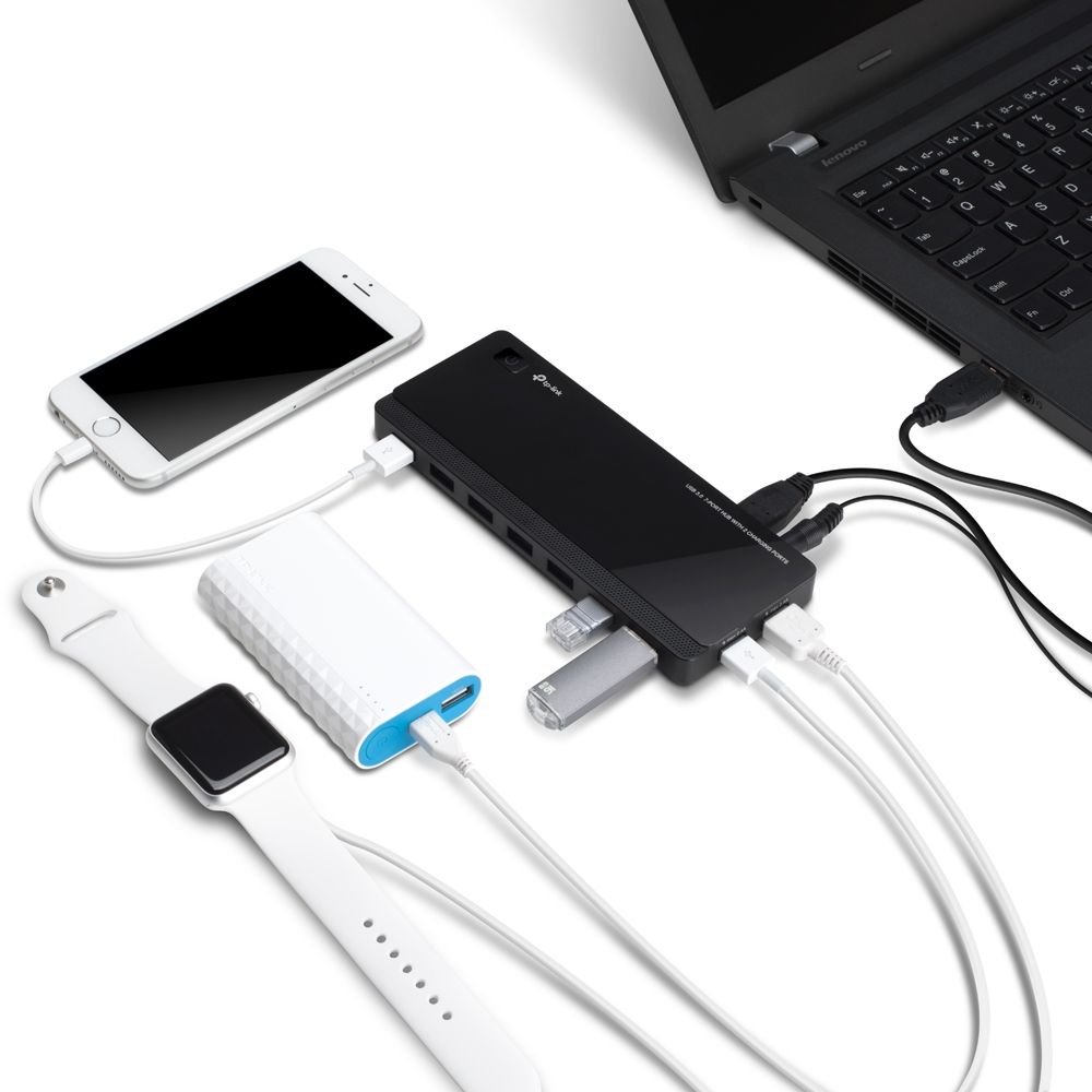 TP-Link, UH720, USB 3.0, 7-Port Hub with 2 x 5V/2.4A Smart Charging Ports